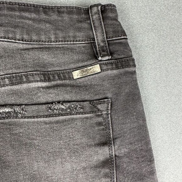 KanCan Zoey Mid Rise Skinny Jeans Womens 13 30 Faded Black Distressed Raw Hem - Picture 7 of 15